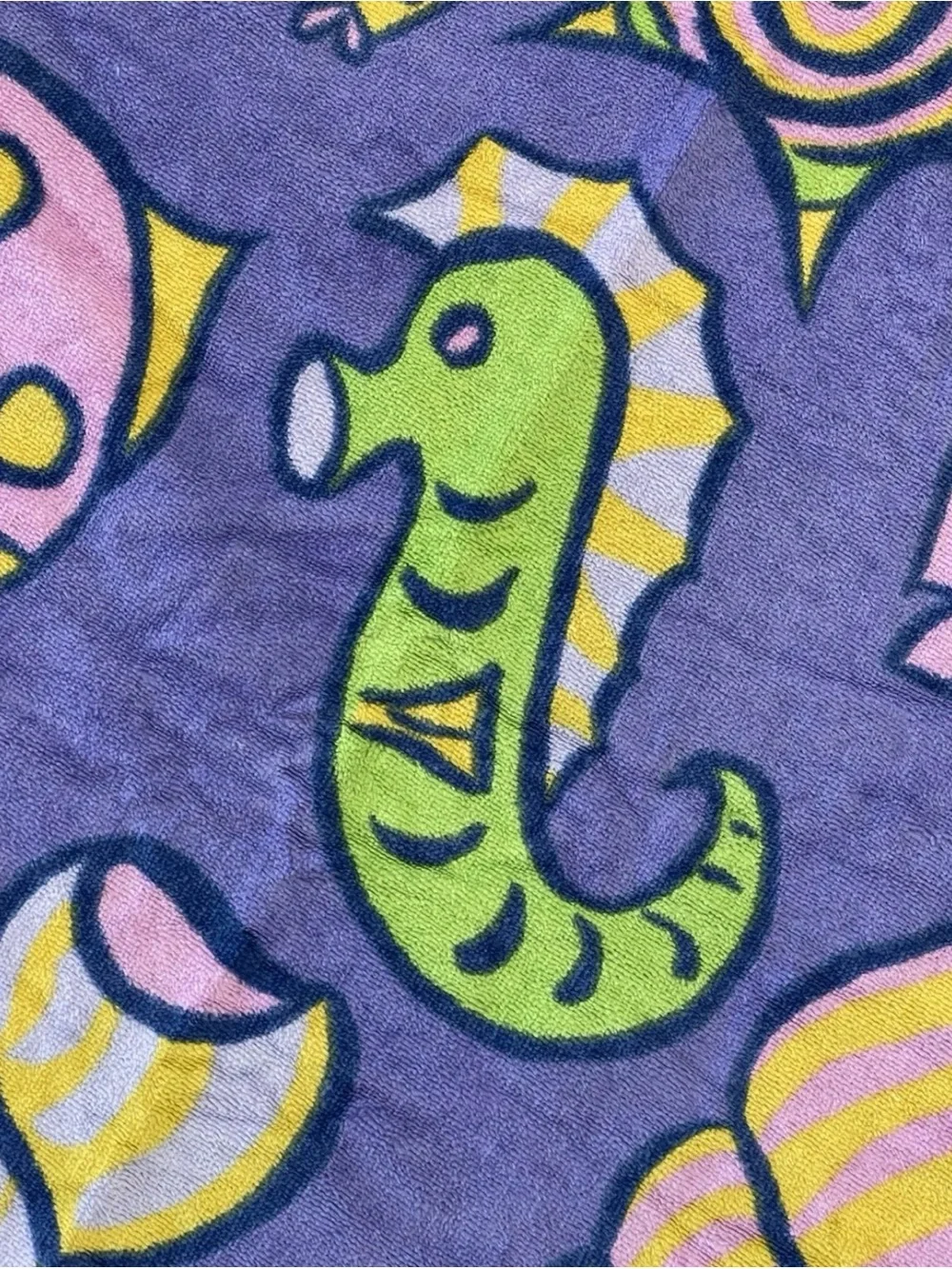 VGT Terrisol Giant Beach Towel Blanket Nautical Fish Purple Green 66” x 66” HTF